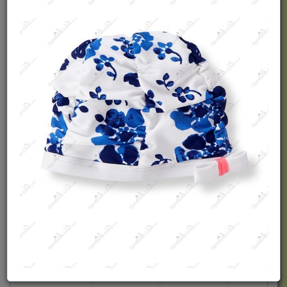 Janie and Jack Blue Floral Kids Swim Cap - NWTS-4-5 M